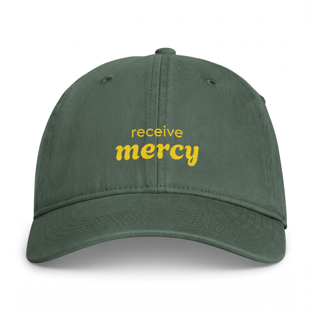 'Receive mercy' — unisex embroidered baseball cap, washed coastal dad hat