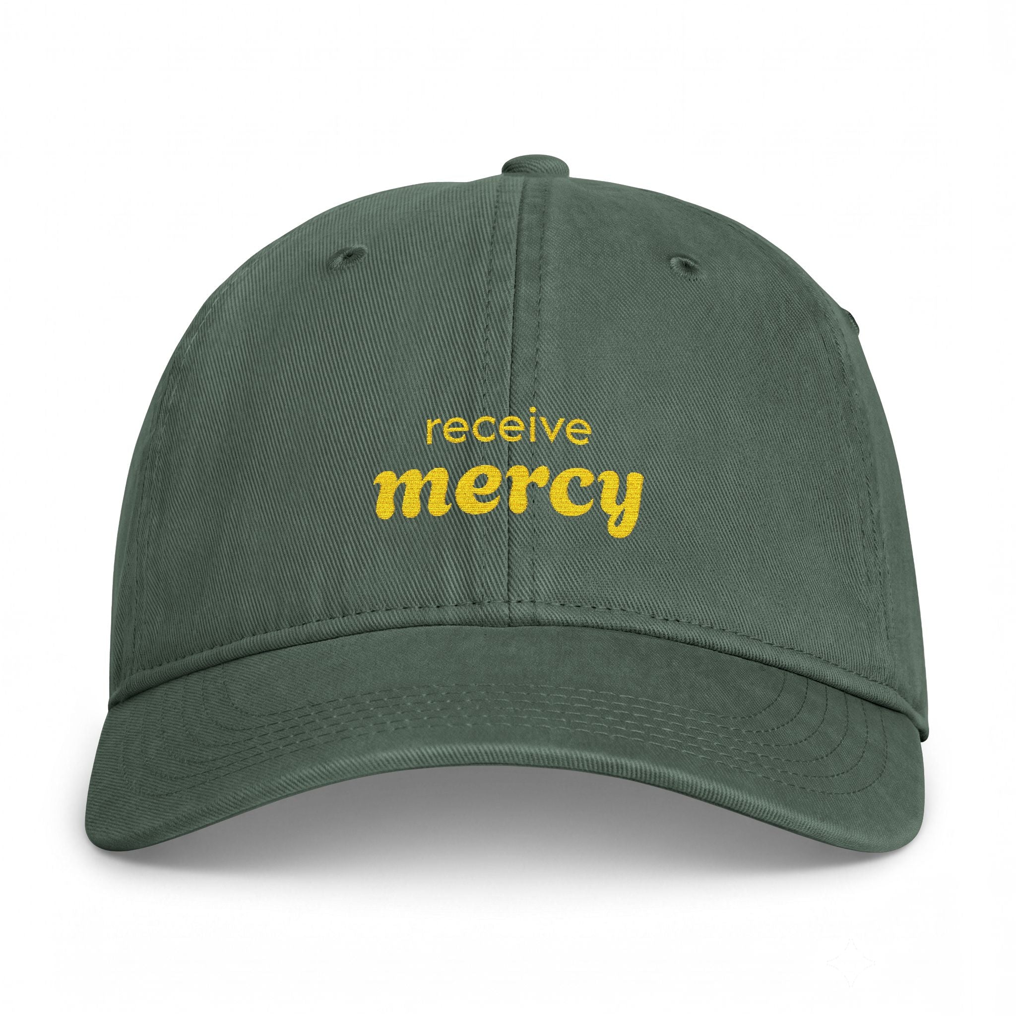 'Receive mercy' — unisex embroidered baseball cap, washed coastal dad hat