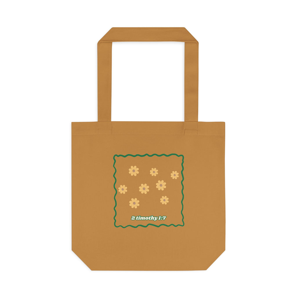 'Power, Love & Self-Control' — cotton eco tote bag, retro floral