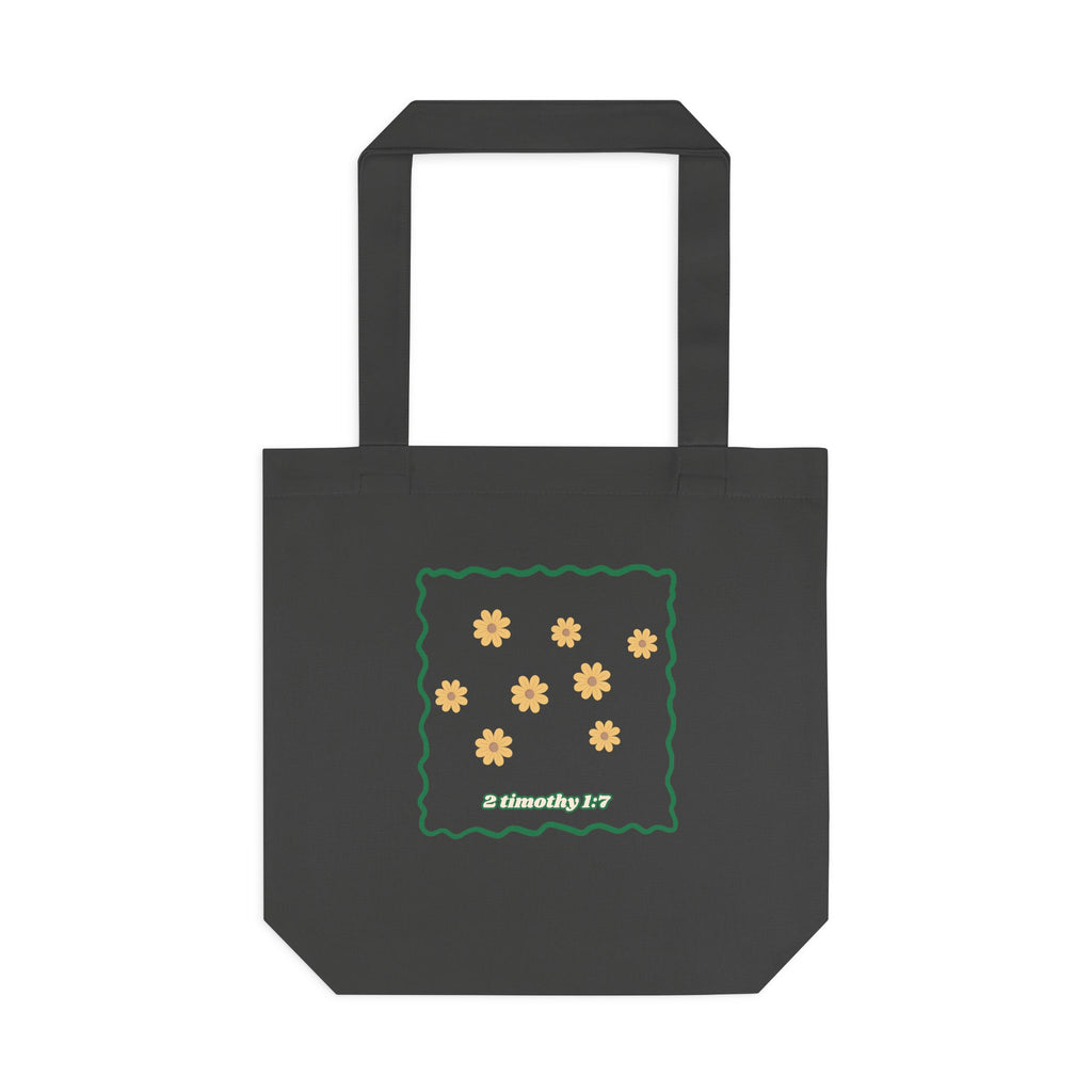'Power, Love & Self-Control' — cotton eco tote bag, retro floral