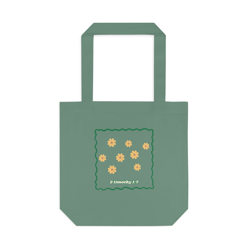 'Power, Love & Self-Control' — cotton eco tote bag, retro floral