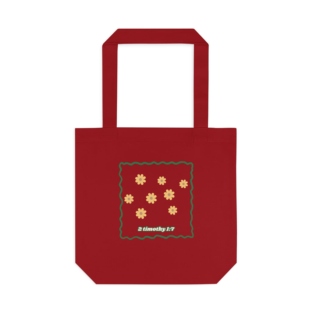 'Power, Love & Self-Control' — cotton eco tote bag, retro floral