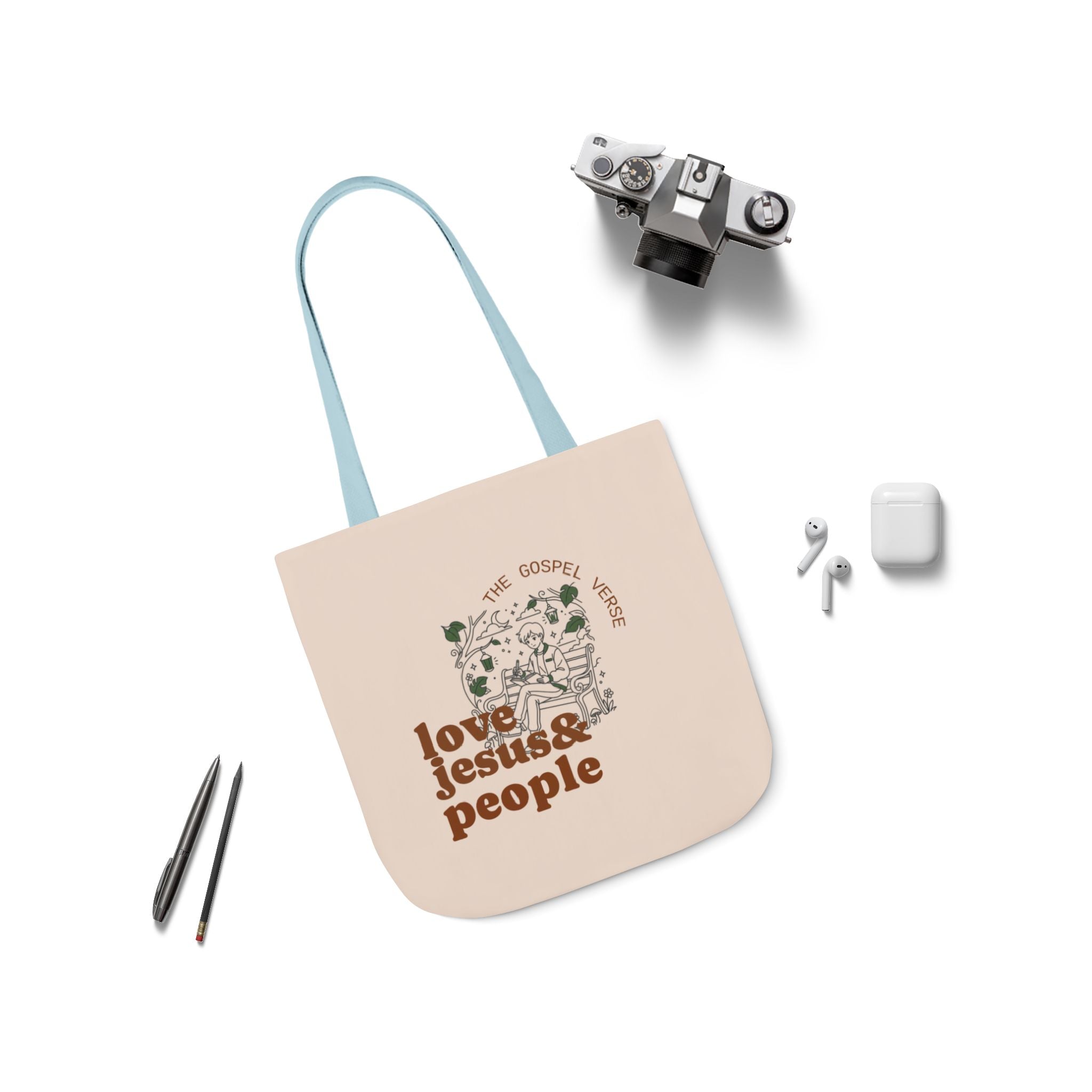 'Love Jesus & People' —  canvas tote, market bag