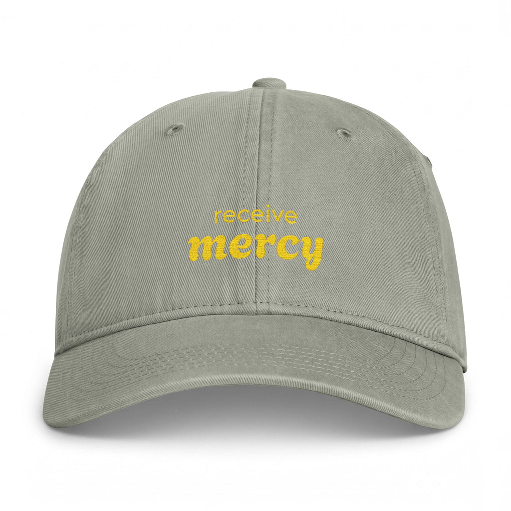 'Receive mercy' — unisex embroidered baseball cap, washed coastal dad hat