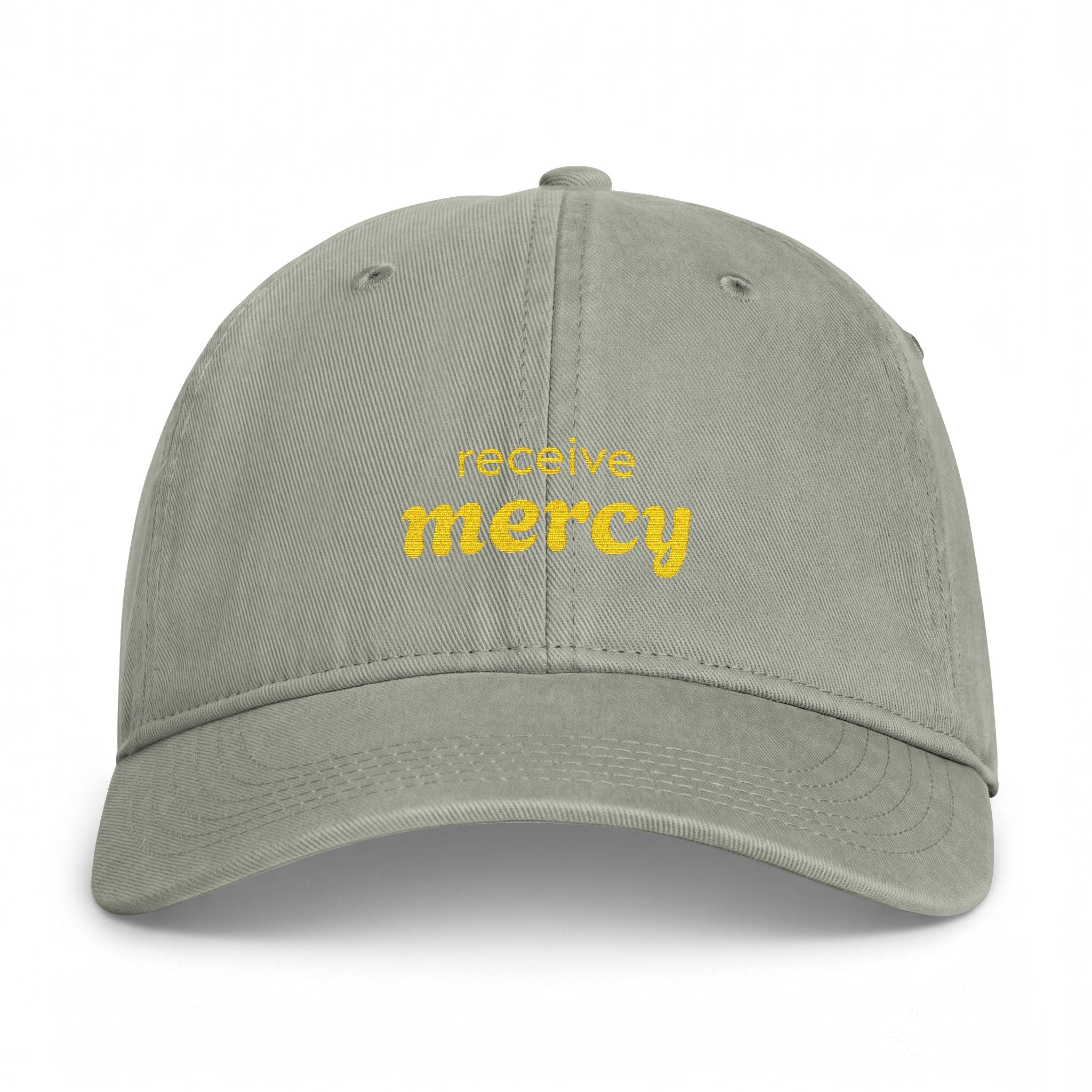 'Receive mercy' — unisex embroidered baseball cap, washed coastal dad hat
