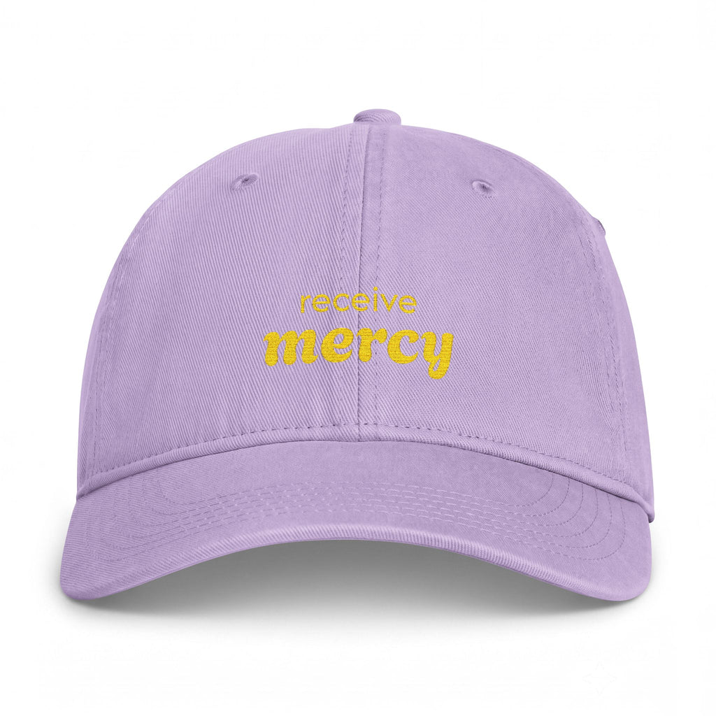 'Receive mercy' — unisex embroidered baseball cap, washed coastal dad hat