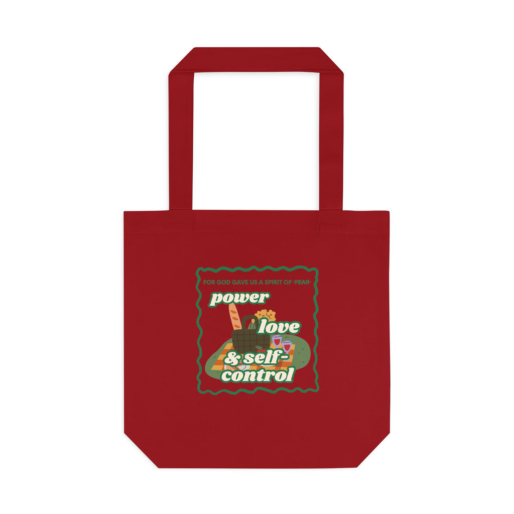 'Power, Love & Self-Control' — cotton eco tote bag, retro floral