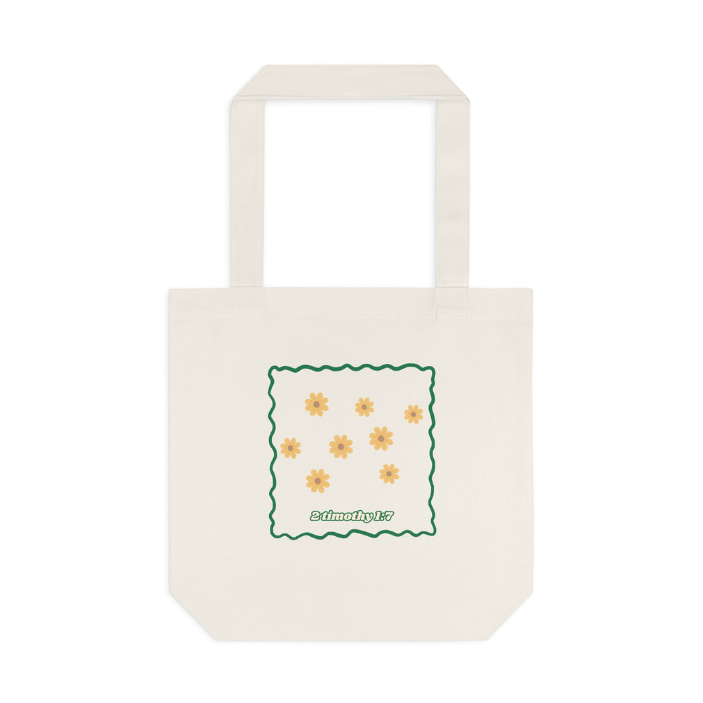'Power, Love & Self-Control' — cotton eco tote bag, retro floral