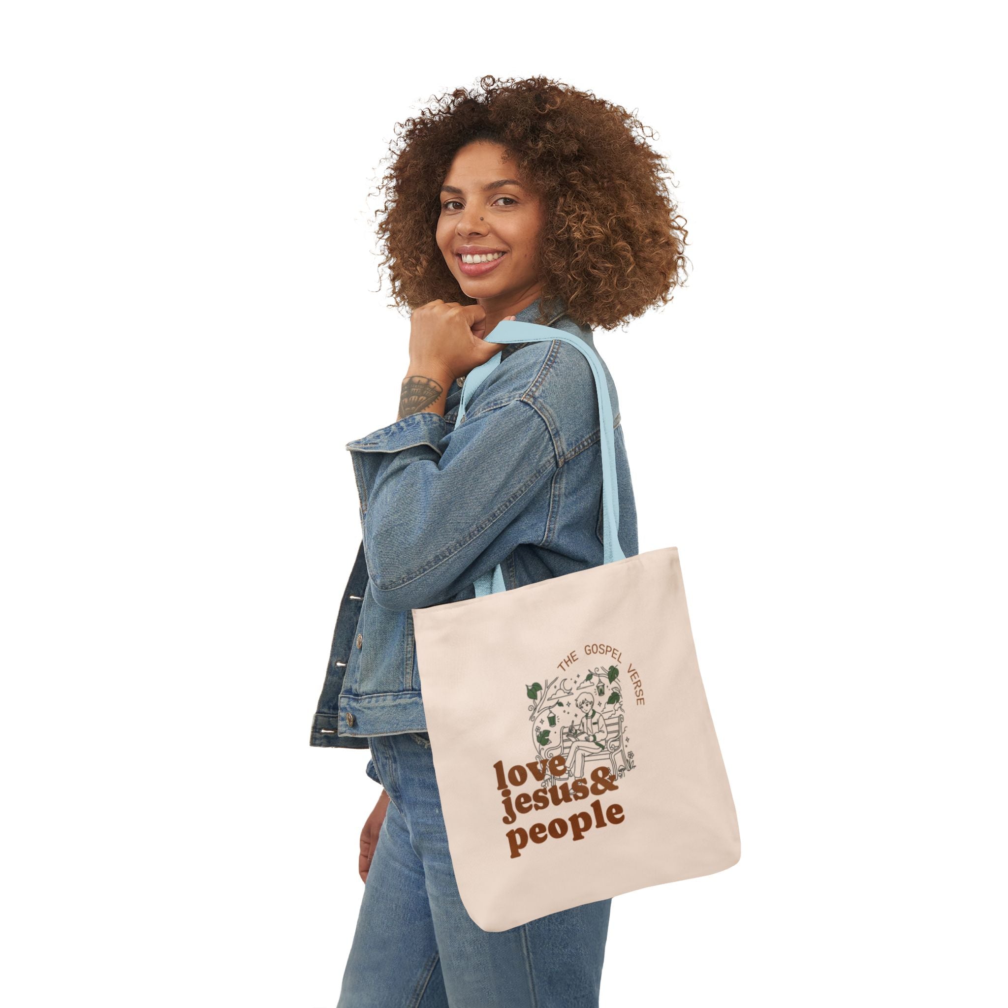 'Love Jesus & People' —  canvas tote, market bag