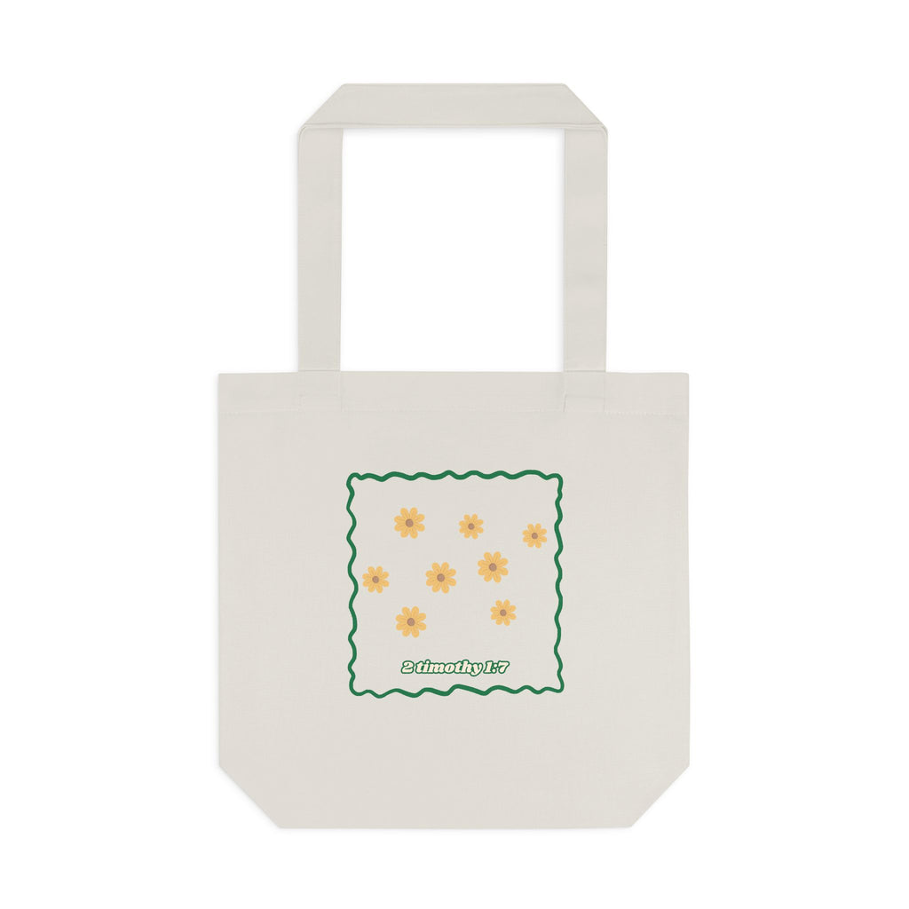 'Power, Love & Self-Control' — cotton eco tote bag, retro floral