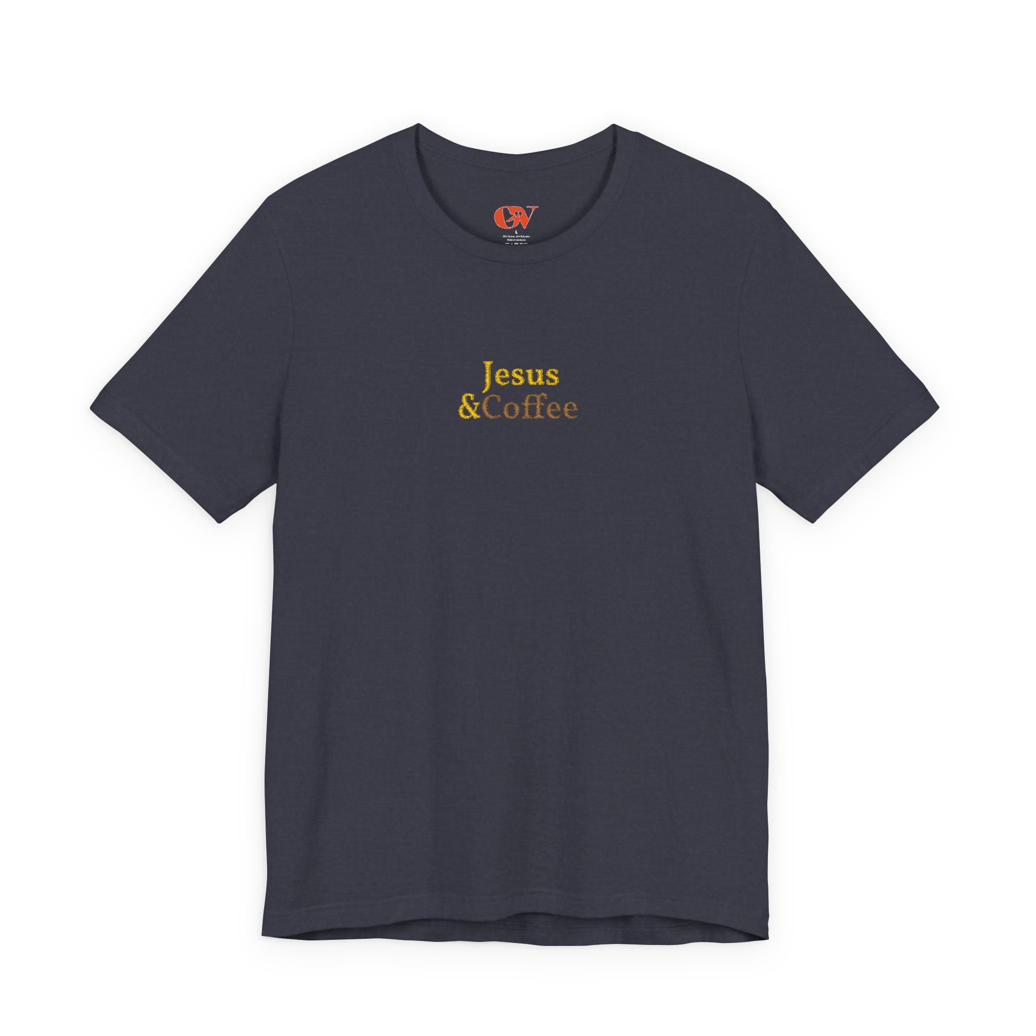 'Jesus & Coffee' — embroidered minimal graphic t-shirt
