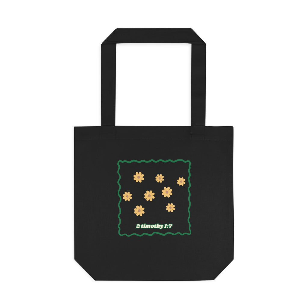 'Power, Love & Self-Control' — cotton eco tote bag, retro floral