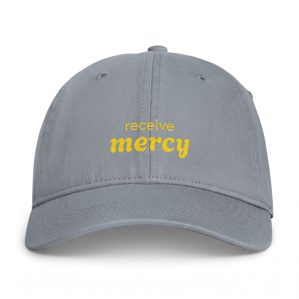'Receive mercy' — unisex embroidered baseball cap, washed coastal dad hat