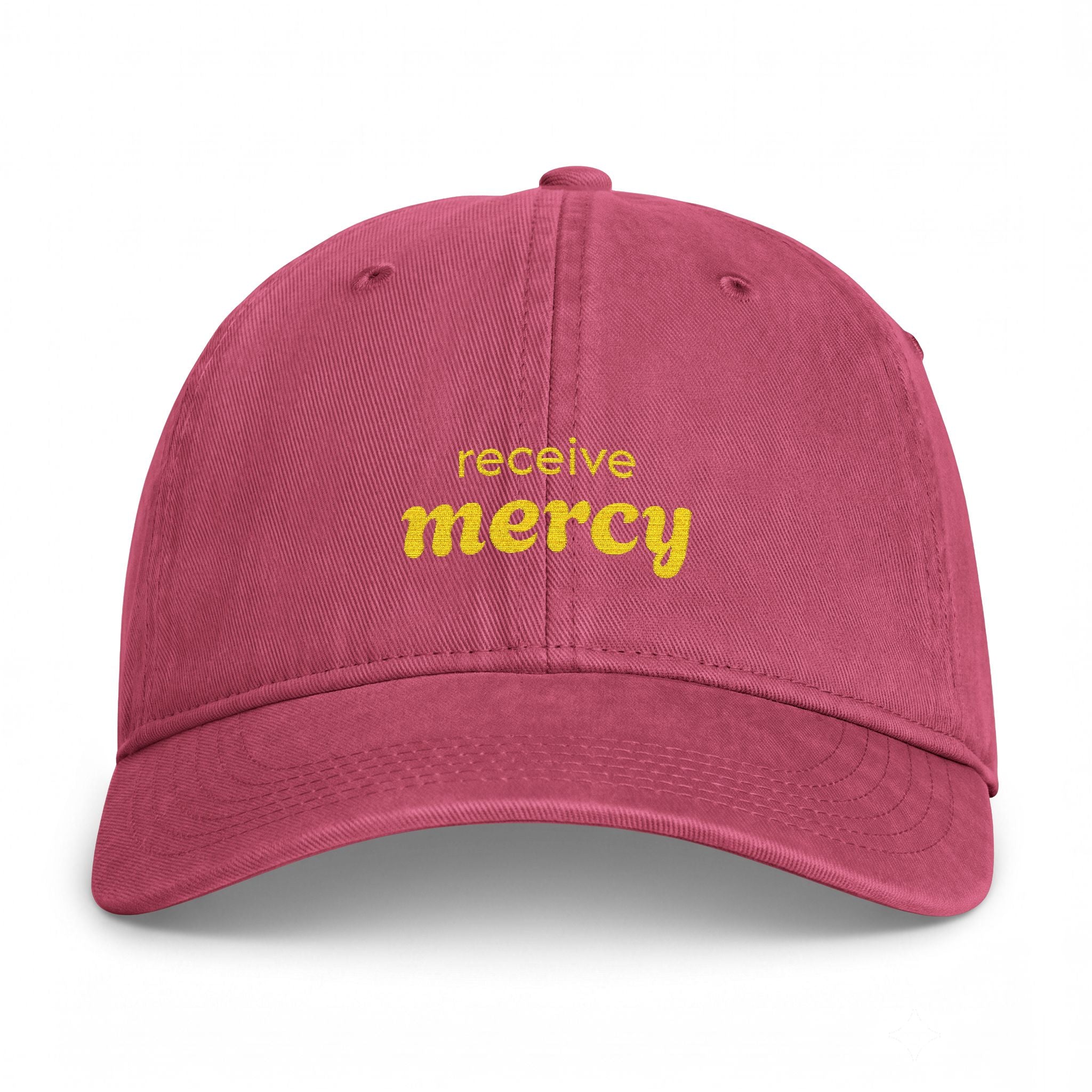 'Receive mercy' — unisex embroidered baseball cap, washed coastal dad hat