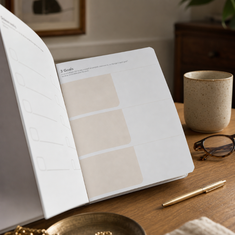 V1 Standard Journal — hardbound, blank, front internal pocket, bookmark ribbon