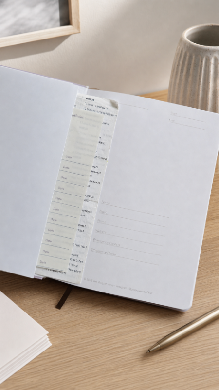 V1 Standard Journal — hardbound, blank, front internal pocket, bookmark ribbon