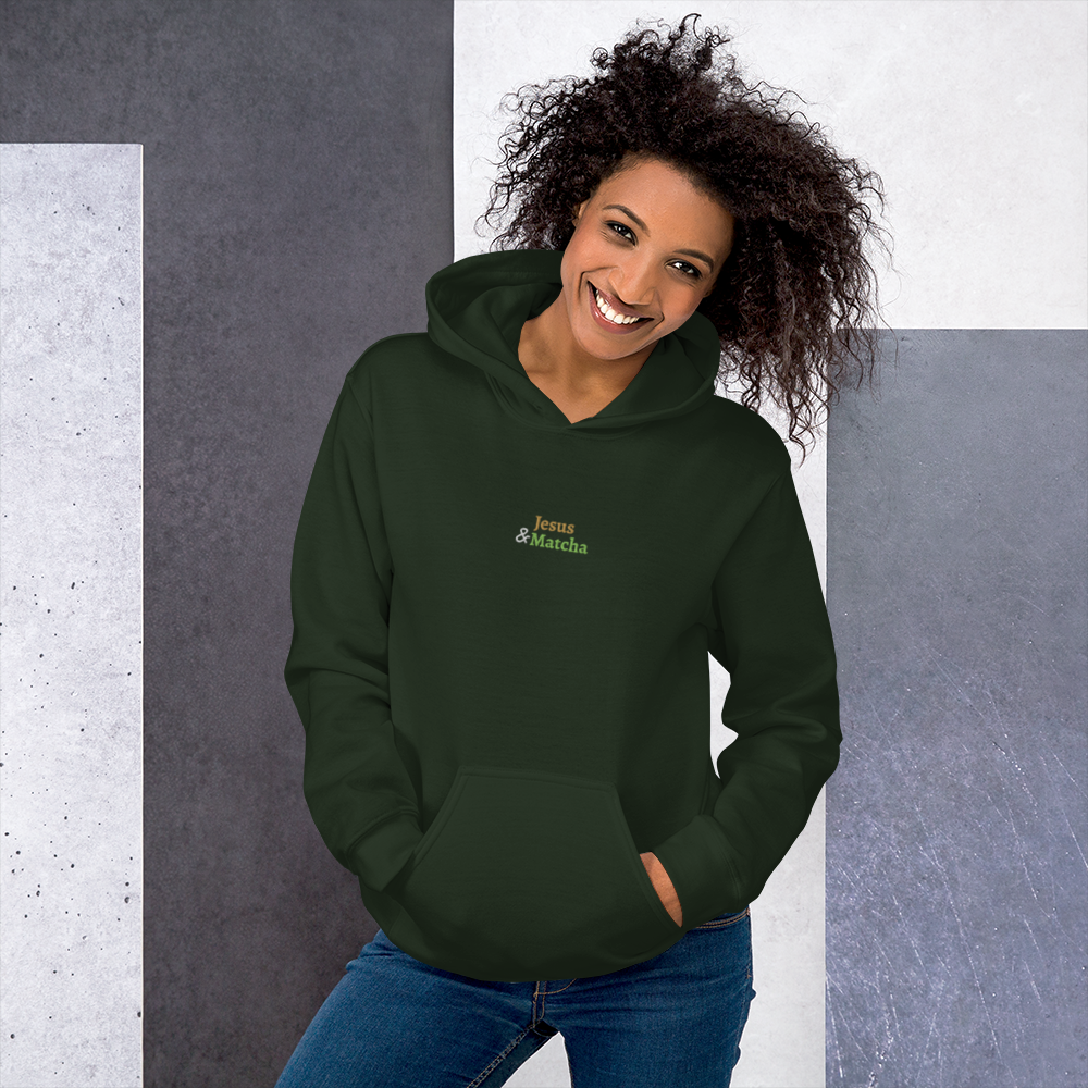 'Jesus & Matcha' — unisex embroidered hoodie