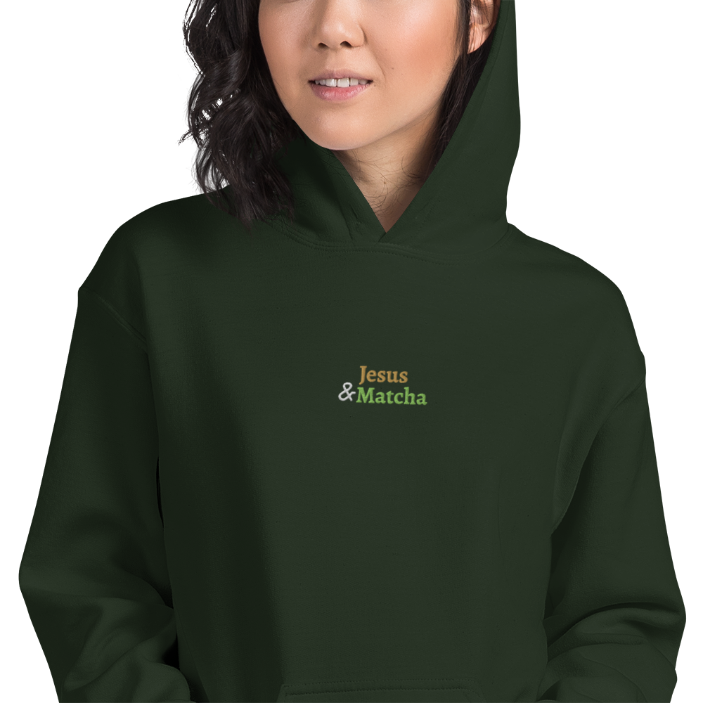 'Jesus & Matcha' — unisex embroidered hoodie