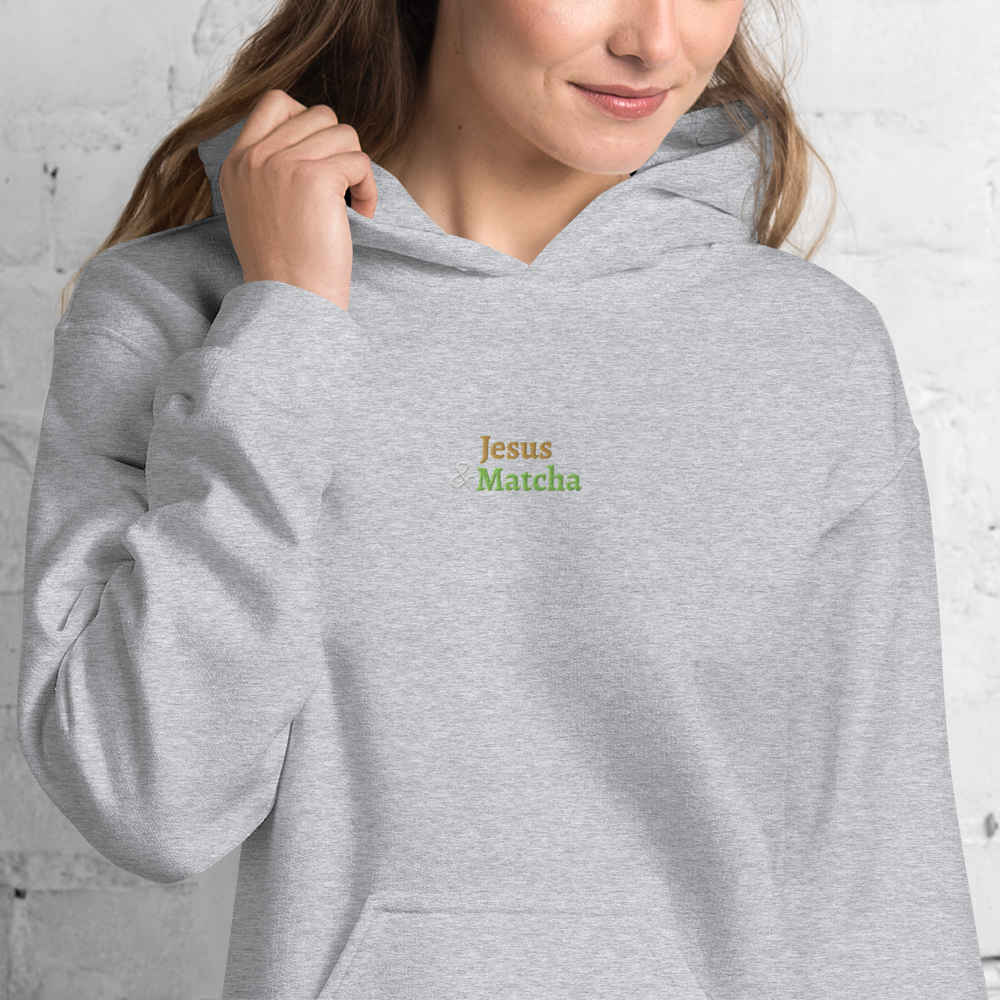 'Jesus & Matcha' — unisex embroidered hoodie