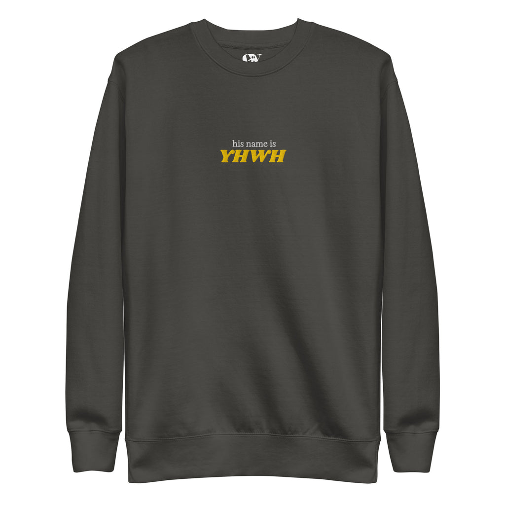 'His name is YHWH' — unisex embroidered premium sweatshirt