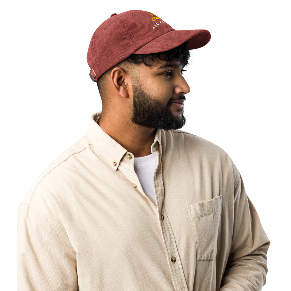 'I am chosen, not forsaken' — unisex embroidered corduroy hat