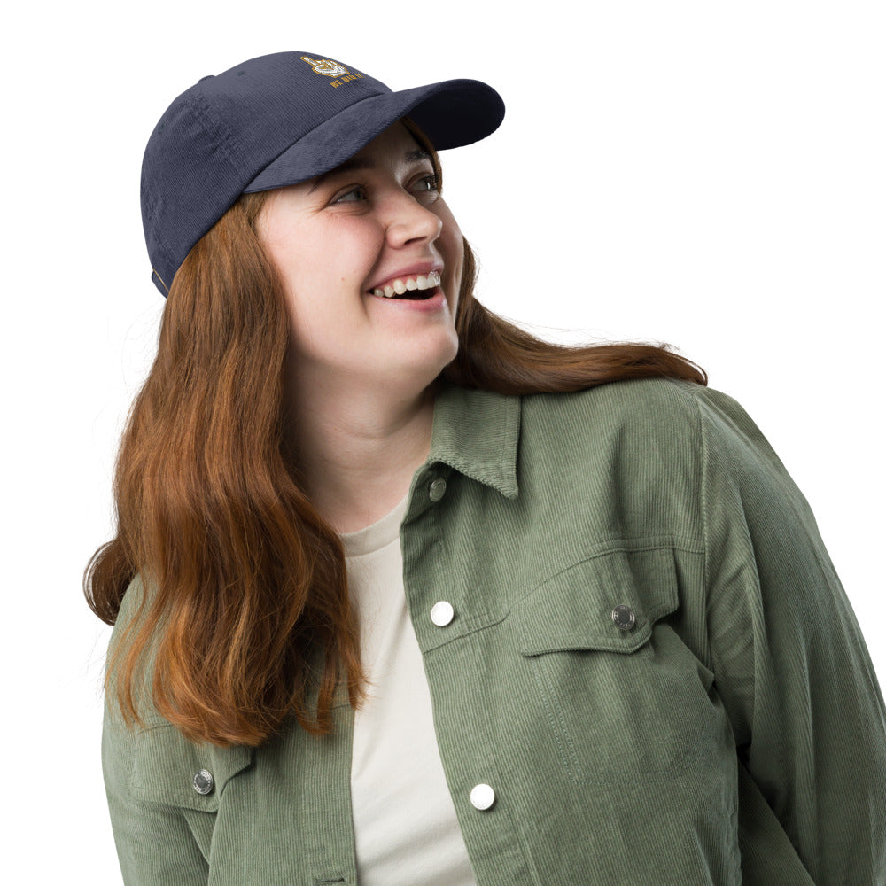 'He did it' — unisex embroidered corduroy hat
